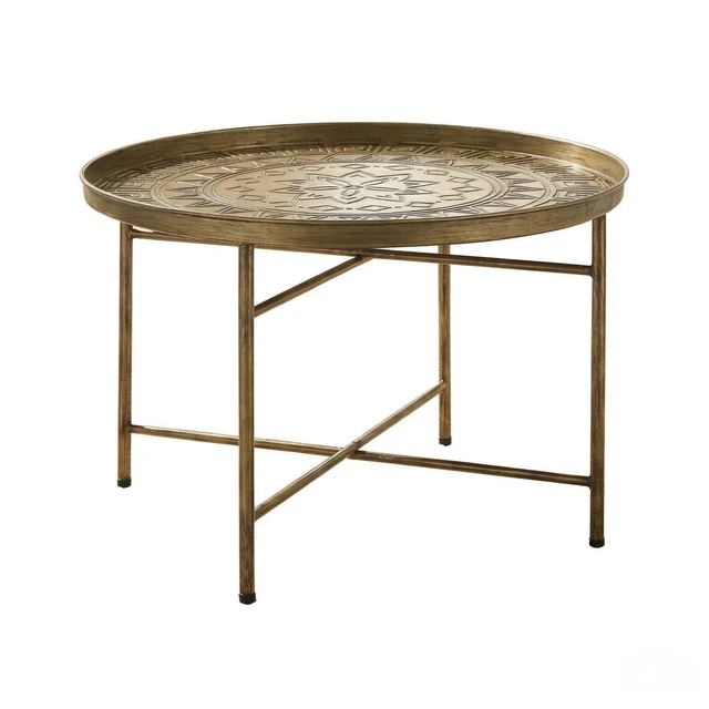 Alt view image 4 of 7 - Side Table with Hammered Design, Center Table End Round Coffee Functional Circular Center for Living and Tea Time Only