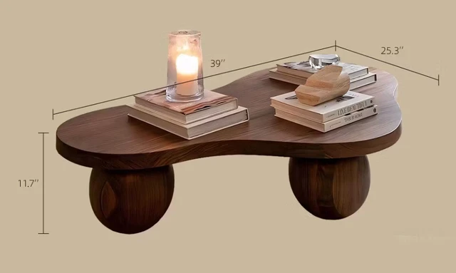 Alt view image 2 of 5 - Organic Wooden Coffee Table with Sculptural Legs Accent Table for Living, Walnut, Plywood