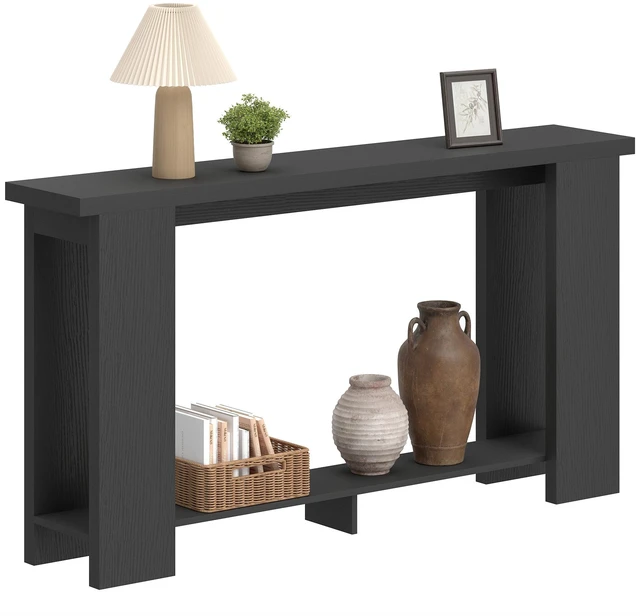 Main image of Wooden Entryway Table, Long Narrow Console Table with Storage Shelf Tabletop Behind the Couch Easy Assembly Inchx