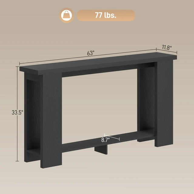 Alt view image 7 of 7 - Wooden Entryway Table, Long Narrow Console Table with Storage Shelf Tabletop Behind the Couch Easy Assembly Inchx