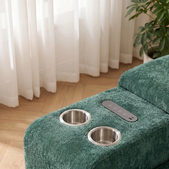 Alt view image 6 of 7 - Chenille Fabric Storage Ottoman Side Table with Bluetooth Speaker, Functional End Table with Hidden Storage Space