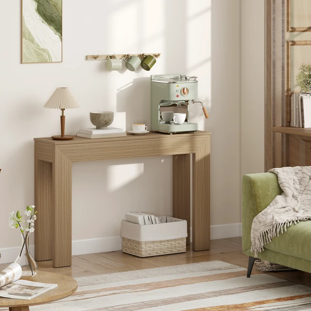 Alt view image 2 of 7 - Entryway Table, 47 Inch Narrow Console Table for Entryway Sofa Behind Couch Living, Natural Wood Wash, Particle Board