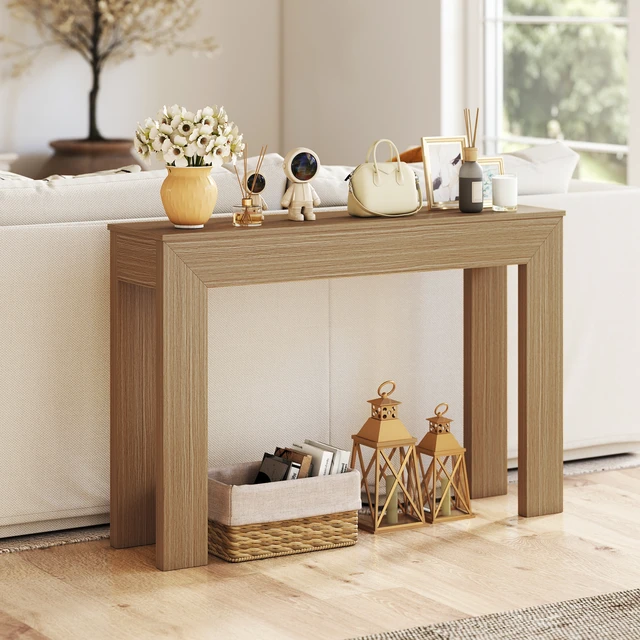 Alt view image 3 of 7 - Entryway Table, 47 Inch Narrow Console Table for Entryway Sofa Behind Couch Living, Natural Wood Wash, Particle Board