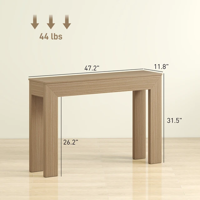 Alt view image 7 of 7 - Entryway Table, 47 Inch Narrow Console Table for Entryway Sofa Behind Couch Living, Natural Wood Wash, Particle Board