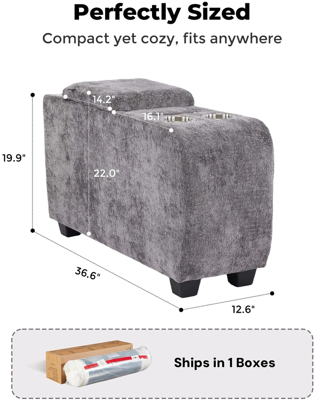 Alt view image 5 of 7 - Corduroy Storage Ottoman Side Table with Bluetooth Speaker, Functional End Table with Hidden Storage Space Saving