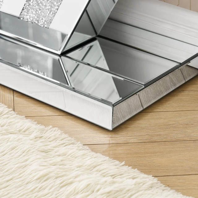 Alt view image 4 of 6 - Mirrored Console Table with Hexagonal Base, Mirrored Entryway Table Accent Narrow for Living 35.4 Inch 11.8 Inch