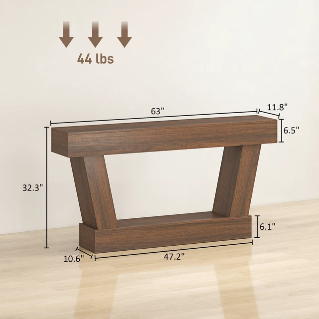 Alt view image 7 of 7 - 63 Inch Entryway Table, Narrow Console Tables for Entryway Sofa Behind Couch with Open Shelf for Living, Brown