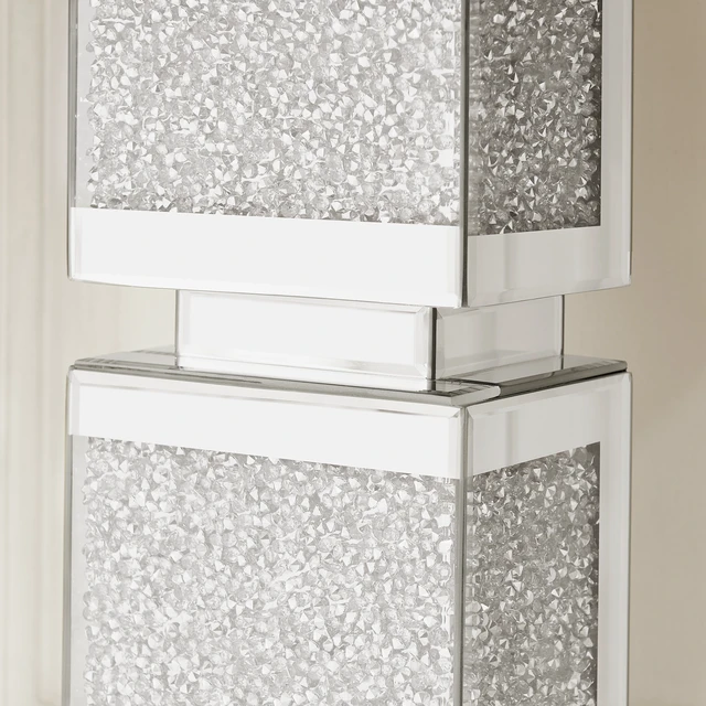 Alt view image 4 of 7 - Mirrored Console Table with Crushed Diamond Inlay, Mirrored Entryway Table Accent Narrow for Living 43.3 Inch 12.6