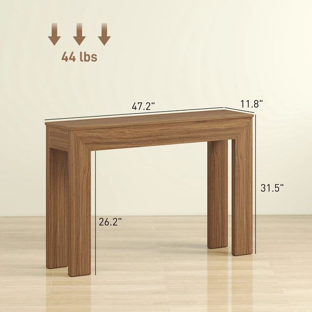 Alt view image 7 of 7 - Entryway Table, 47 Inch Narrow Console Table for Entryway Sofa Behind Couch Living, Walnut, Particle Board