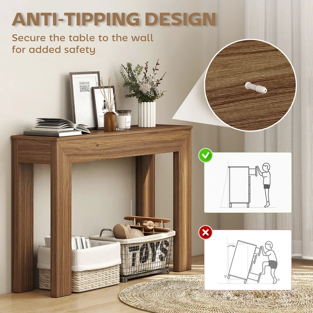 Alt view image 4 of 7 - Entryway Table, 47 Inch Narrow Console Table for Entryway Sofa Behind Couch Living, Walnut, Particle Board
