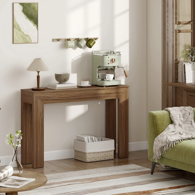 Alt view image 2 of 7 - Entryway Table, 47 Inch Narrow Console Table for Entryway Sofa Behind Couch Living, Walnut, Particle Board