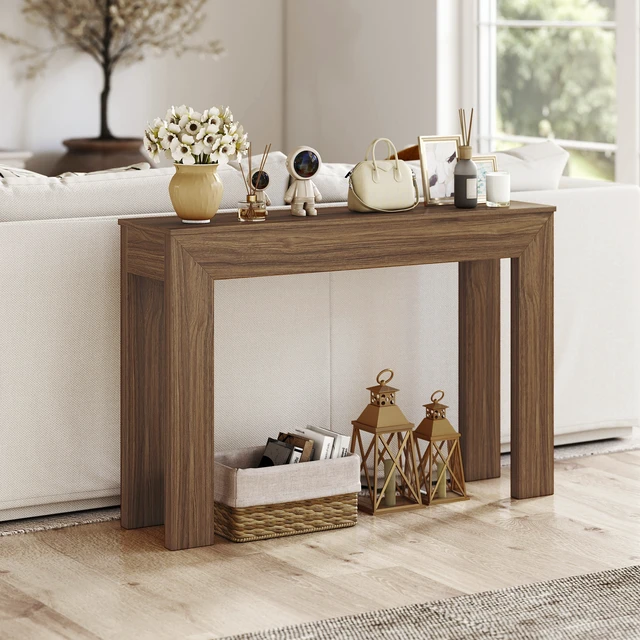 Alt view image 3 of 7 - Entryway Table, 47 Inch Narrow Console Table for Entryway Sofa Behind Couch Living, Walnut, Particle Board
