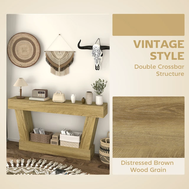 Alt view image 6 of 7 - 63 Inch Entryway Table, Narrow Console Tables for Entryway Sofa Behind Couch with Open Shelf for Living, Oak, Particle