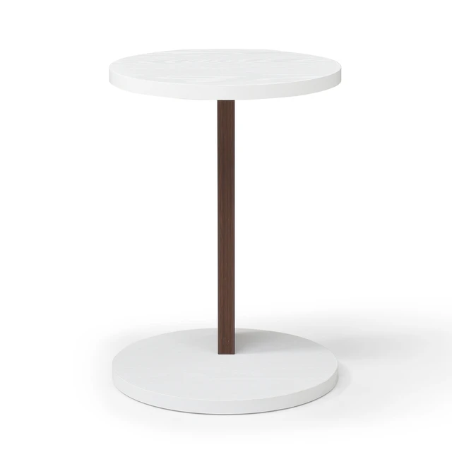 Alt view image 3 of 6 - Shaped End Table, Small Side Table for Couch Sofa with Wood Frame for Living Bedside, White Walnut, MDF