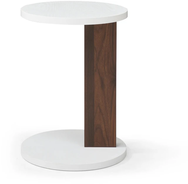 Main image of Shaped End Table, Small Side Table for Couch Sofa with Wood Frame for Living Bedside, White Walnut, MDF