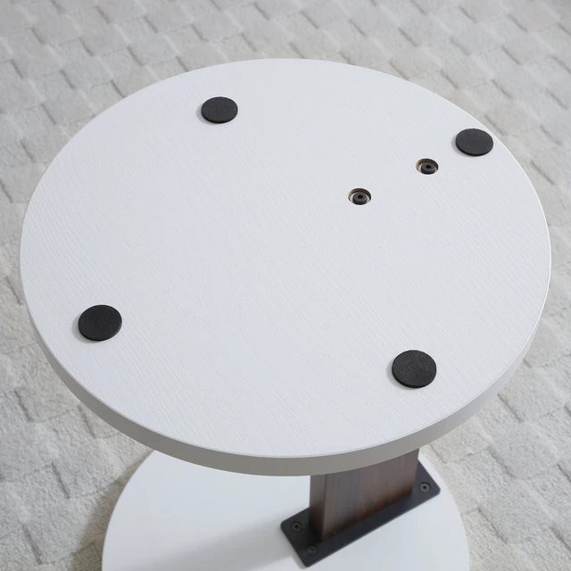 Alt view image 5 of 6 - Shaped End Table, Small Side Table for Couch Sofa with Wood Frame for Living Bedside, White Walnut, MDF