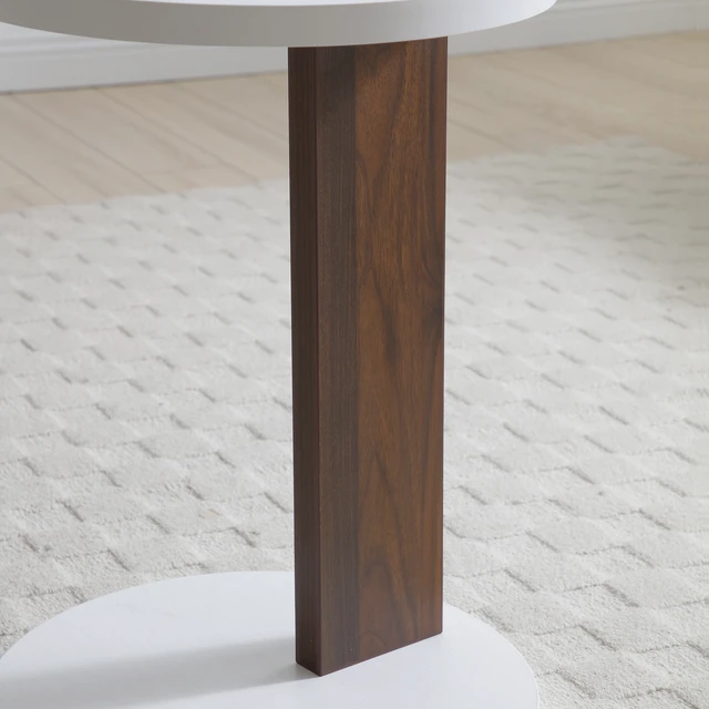 Alt view image 4 of 6 - Shaped End Table, Small Side Table for Couch Sofa with Wood Frame for Living Bedside, White Walnut, MDF