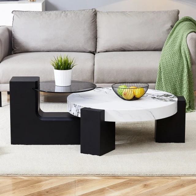 Alt view image 5 of 5 - Detachable Double Layer Coffee Table Has Sophisticated Fashionable Texture, Its Splitable Design Brings Flexible Space