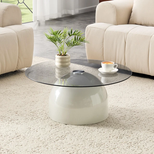 Alt view image 7 of 7 - Nesting Coffee Table Set, Glass Desktop for Living Space Saving Circle Center Table for Saving Space for Living
