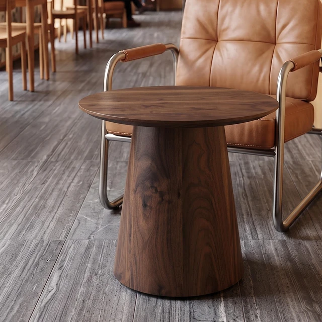 Main image of Wood Grain Medium Density Fiberboard Circular Coffee Table Diameter 19.6 Inches, Height 18.8 Inches Wood Grain Veneer