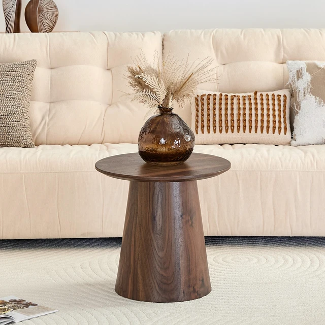 Alt view image 2 of 7 - Wood Grain Medium Density Fiberboard Circular Coffee Table Diameter 19.6 Inches, Height 18.8 Inches Wood Grain Veneer