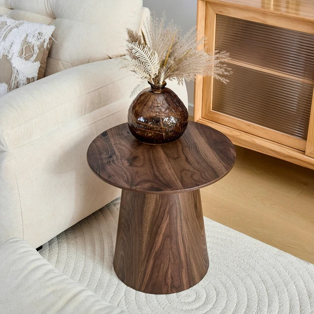 Alt view image 4 of 7 - Wood Grain Medium Density Fiberboard Circular Coffee Table Diameter 19.6 Inches, Height 18.8 Inches Wood Grain Veneer