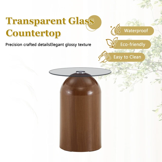 Alt view image 5 of 7 - Small Coffee Table, Round Center Table Glass Coffee Small Mid Century Tempered Glass Top for Living Patio Study Hotel