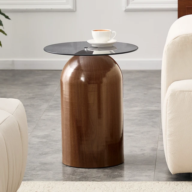 Alt view image 2 of 7 - Small Coffee Table, Round Center Table Glass Coffee Small Mid Century Tempered Glass Top for Living Patio Study Hotel