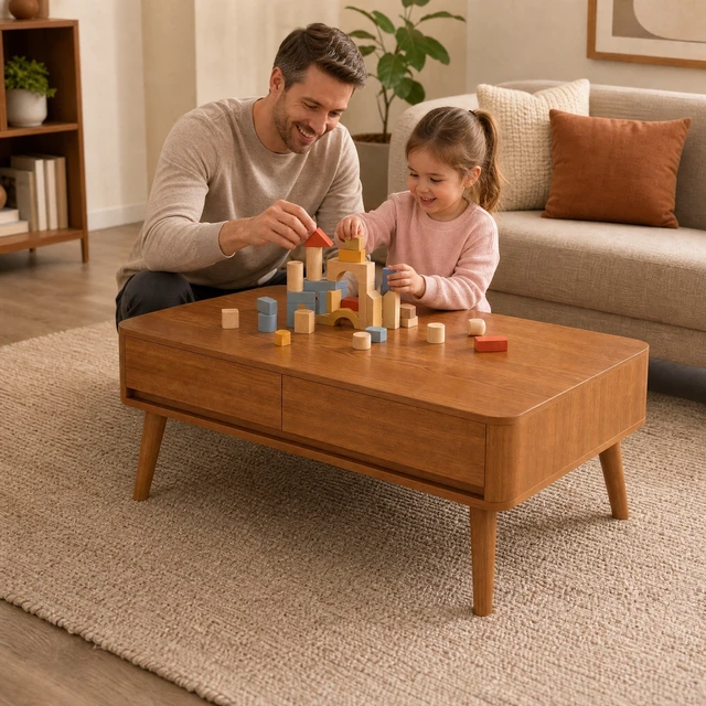 Alt view image 3 of 7 - Hydraulic Lift Top Coffee Table, 39.37 Inch Mid-Century Coffee Table with 2 Drawers and Internal Storage Compartments