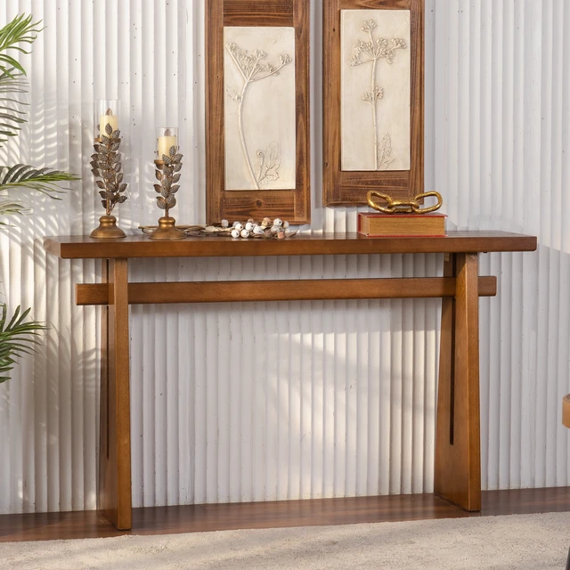 Alt view image 2 of 7 - MDF Console Table, 55 Inch Narrow Entryway Sofa Table Accent with Double Support Frame Easy Assembly Console for Living