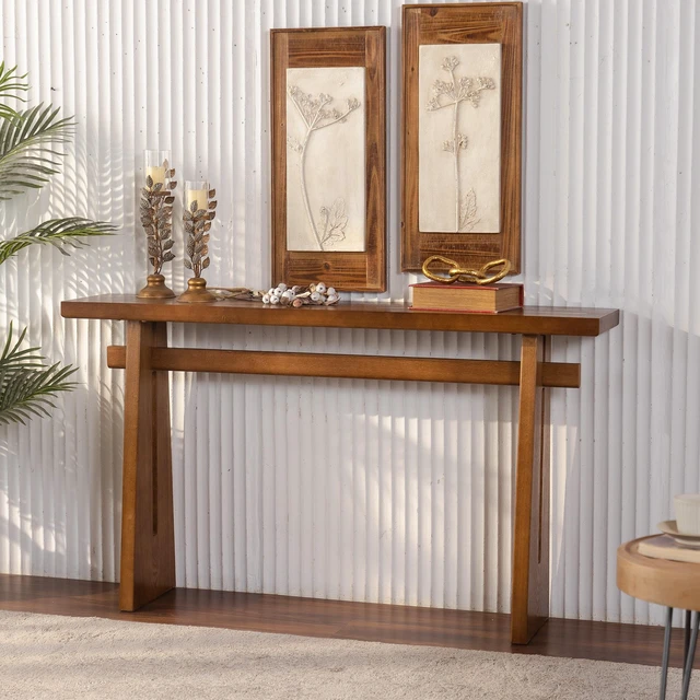 Main image of MDF Console Table, 55 Inch Narrow Entryway Sofa Table Accent with Double Support Frame Easy Assembly Console for Living