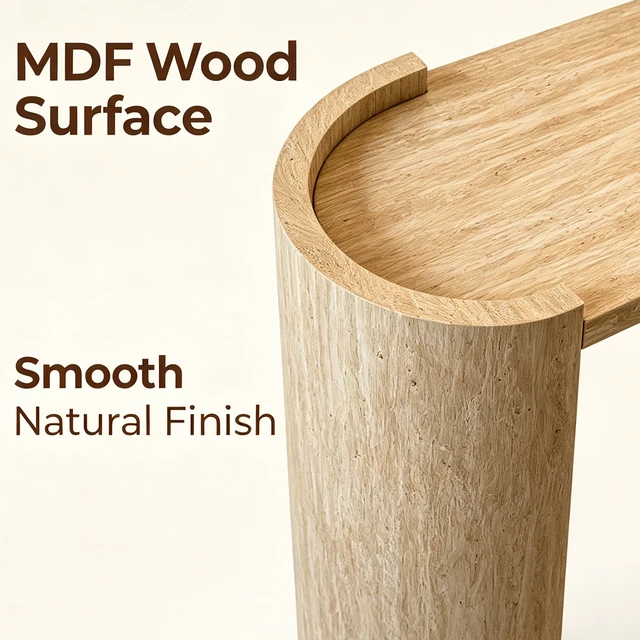 Alt view image 6 of 7 - Texture MDF Console Table, 47 Inch Curved Narrow Entryway Sofa Table Accent with U-Shaped Legs Easy Assembly Decorative