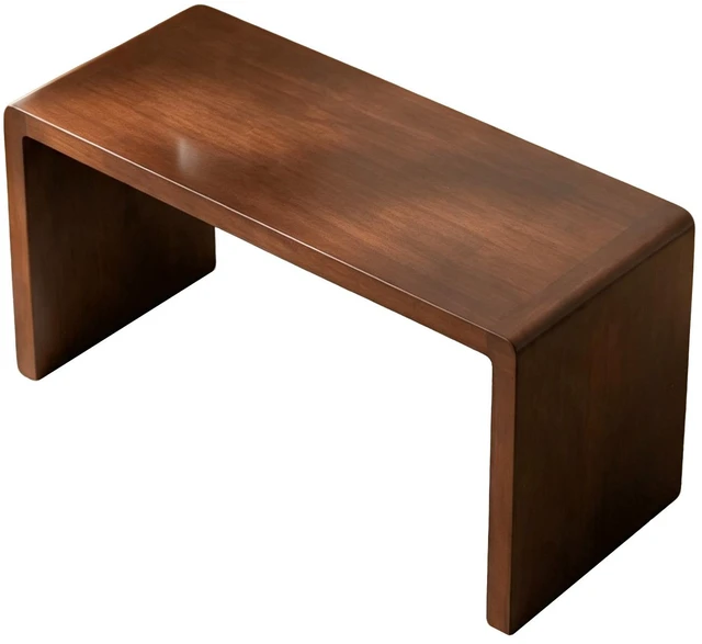 Alt view image 6 of 7 - 13.77 Inch Shaped Coffee Table, Convertible Side End Table Snack Laptop for Living Walnut Finish, Walnut, Rubber Wood
