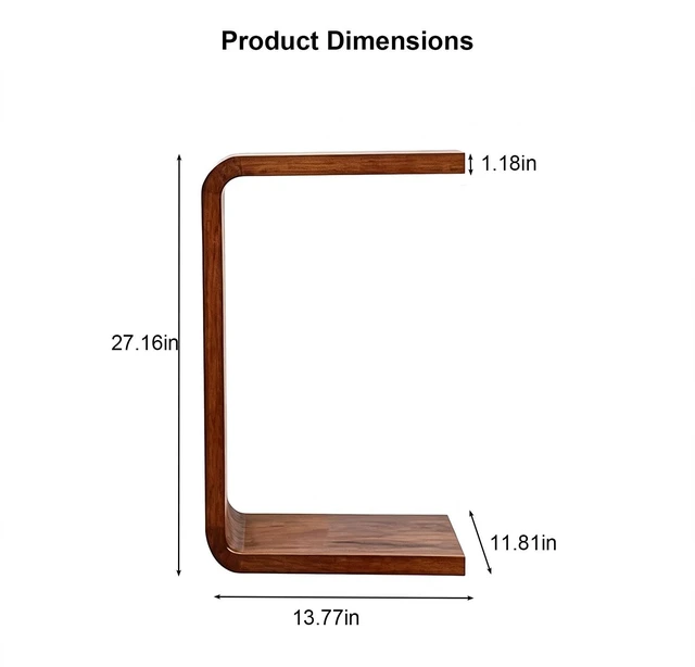 Alt view image 7 of 7 - 13.77 Inch Shaped Coffee Table, Convertible Side End Table Snack Laptop for Living Walnut Finish, Walnut, Rubber Wood