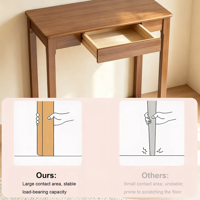 Alt view image 5 of 7 - 31.5 Inch Computer Writing Desk with Storage Drawer, Compact Study Work Table for Wood Finish, Walnut, Solid Wood