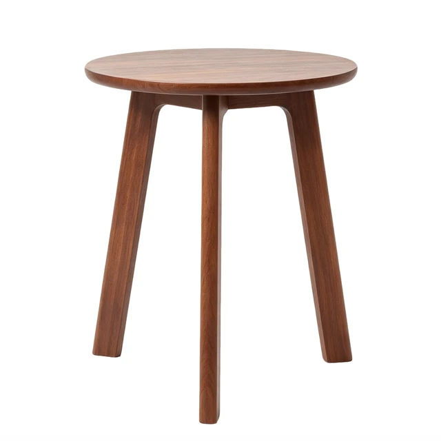 Alt view image 7 of 7 - Round Side Table, Leg Solid End Table Small Accent for Living Compact Round Nightstand for Small Spaces, Walnut, Rubber
