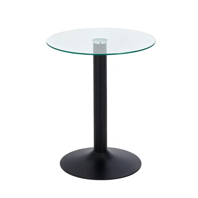 Alt view image 7 of 7 - Round Glass Side Table, 19.68 Inch Tempered Glass End Table with Black Metal Pedestal Base Small Accent for Living