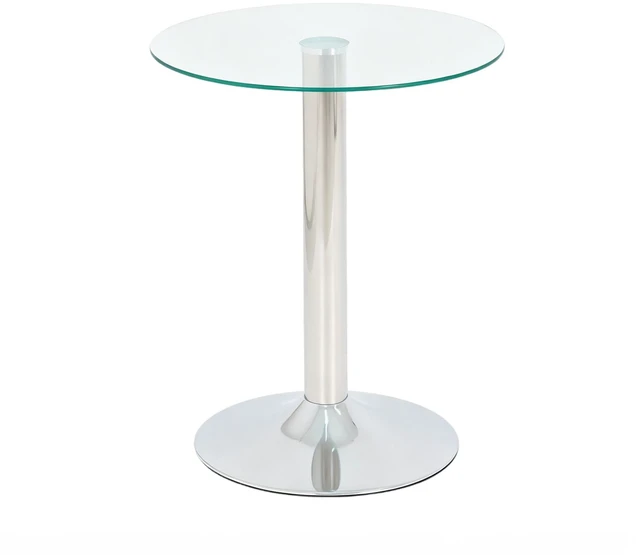 Alt view image 7 of 7 - Round Glass Side Table, 19.68 Inch Tempered Glass End Table with Pedestal Base Small Accent for Living Small Spaces