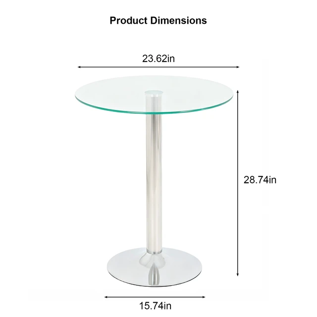 Alt view image 6 of 7 - Round Glass Side Table, 23.62 Inch Tempered Glass End Table with Pedestal Base Small Accent for Living Small Spaces
