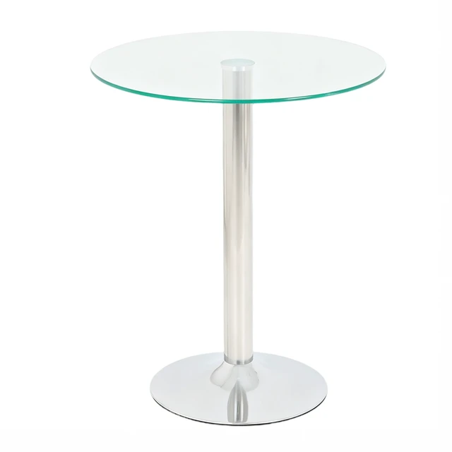 Alt view image 7 of 7 - Round Glass Side Table, 23.62 Inch Tempered Glass End Table with Pedestal Base Small Accent for Living Small Spaces