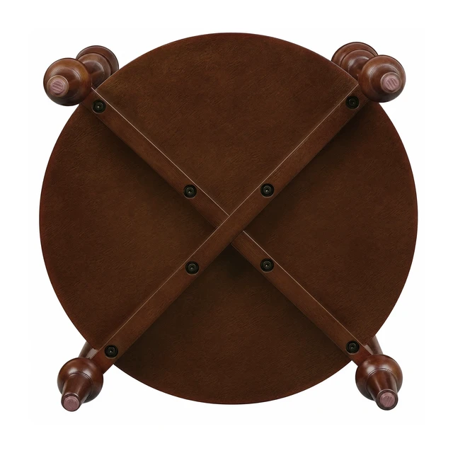 Alt view image 5 of 5 - Solid Round Side Table with Lower Shelf, Cherry, MDF and Rubber Wood