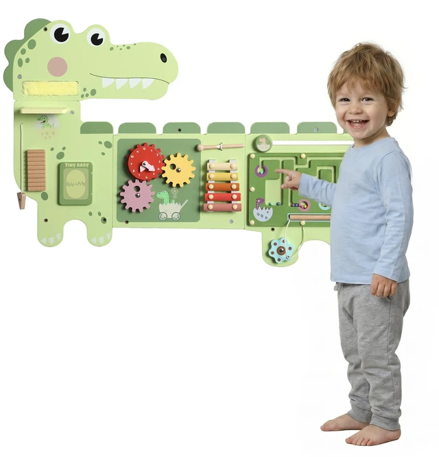 Main image of Dinosaur Busy Board Panels, Montessori Sensory Toys for Toddlers Sensory Wall Busy Board Wall-Mounted Learning Toy