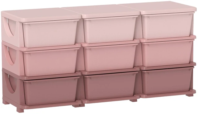 Main image of 9 Drawers Kids Storage Unit, 3 Tier Stackable Toy Organizers and Storage Chest for Playroom Living Boys Girls Toddlers