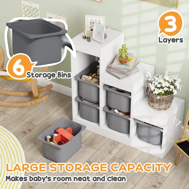 Alt view image 6 of 7 - Kids Toy Storage Organizer with Storage Bins, Layers Kids Bookshelf Toy Organizer for Boys and Girls Aged 3 Years Play