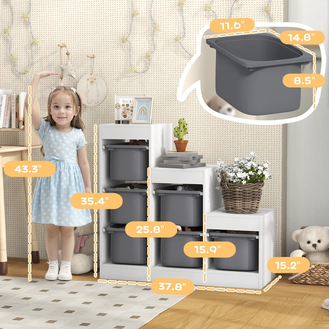 Alt view image 7 of 7 - Kids Toy Storage Organizer with Storage Bins, Layers Kids Bookshelf Toy Organizer for Boys and Girls Aged 3 Years Play