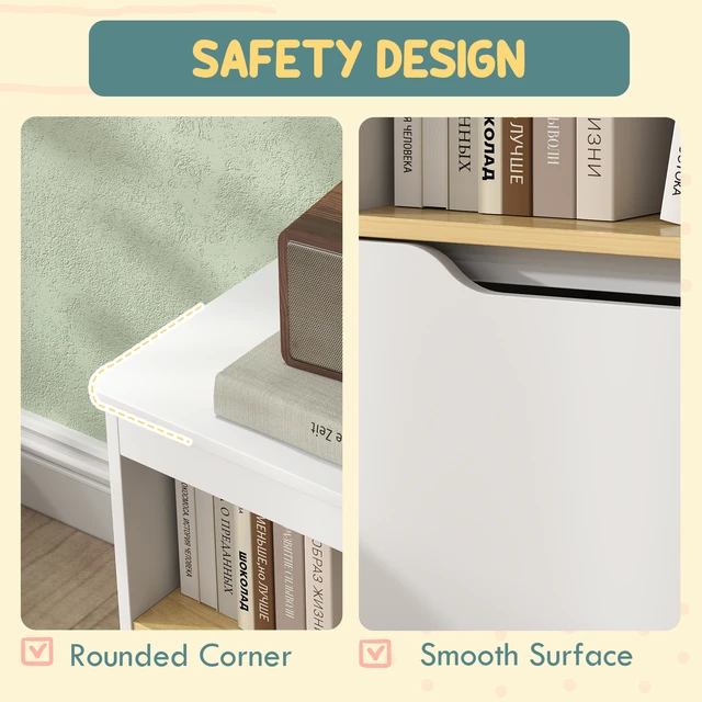 Alt view image 5 of 7 - Toy Storage Organizer, Kids Bookshelf with 2 Drawers Toy Shelf Large Top Organizer for Living, White, MDF, Youth Kids