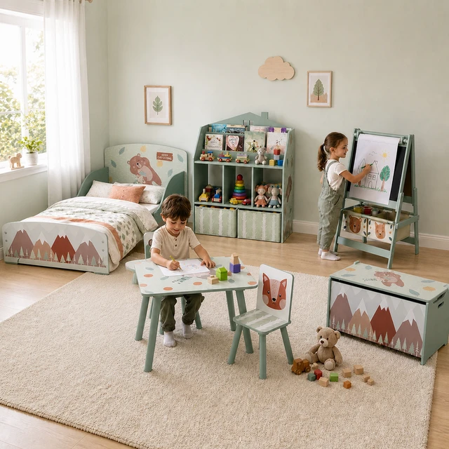Alt view image 2 of 7 - Kids Bookshelf with Toy Storage, Children Bookcase with Book Display Shelves and Fabric Drawers Toy Organizer