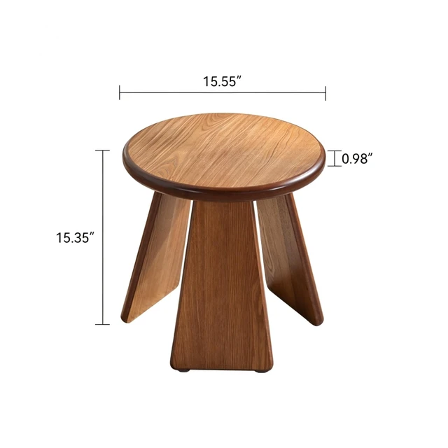 Alt view image 4 of 5 - 15.55 Inch Round Side Table, Small Wood Coffee Table with Three Slanted Legs Accent for Living, Natural Wood, Solid