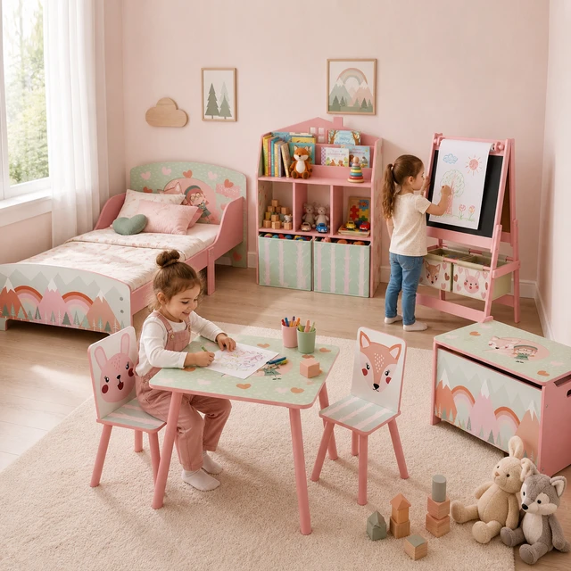 Alt view image 2 of 7 - Kids Bookshelf with Toy Storage, Children Bookcase with Book Display Shelves and Fabric Drawers Toy Organizer