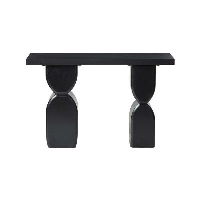Alt view image 7 of 7 - 47.24 Inch Console Table, Irregular Shaped Entryway Table with Veneer Finish Sofa for Living and Entryway, Black, Solid